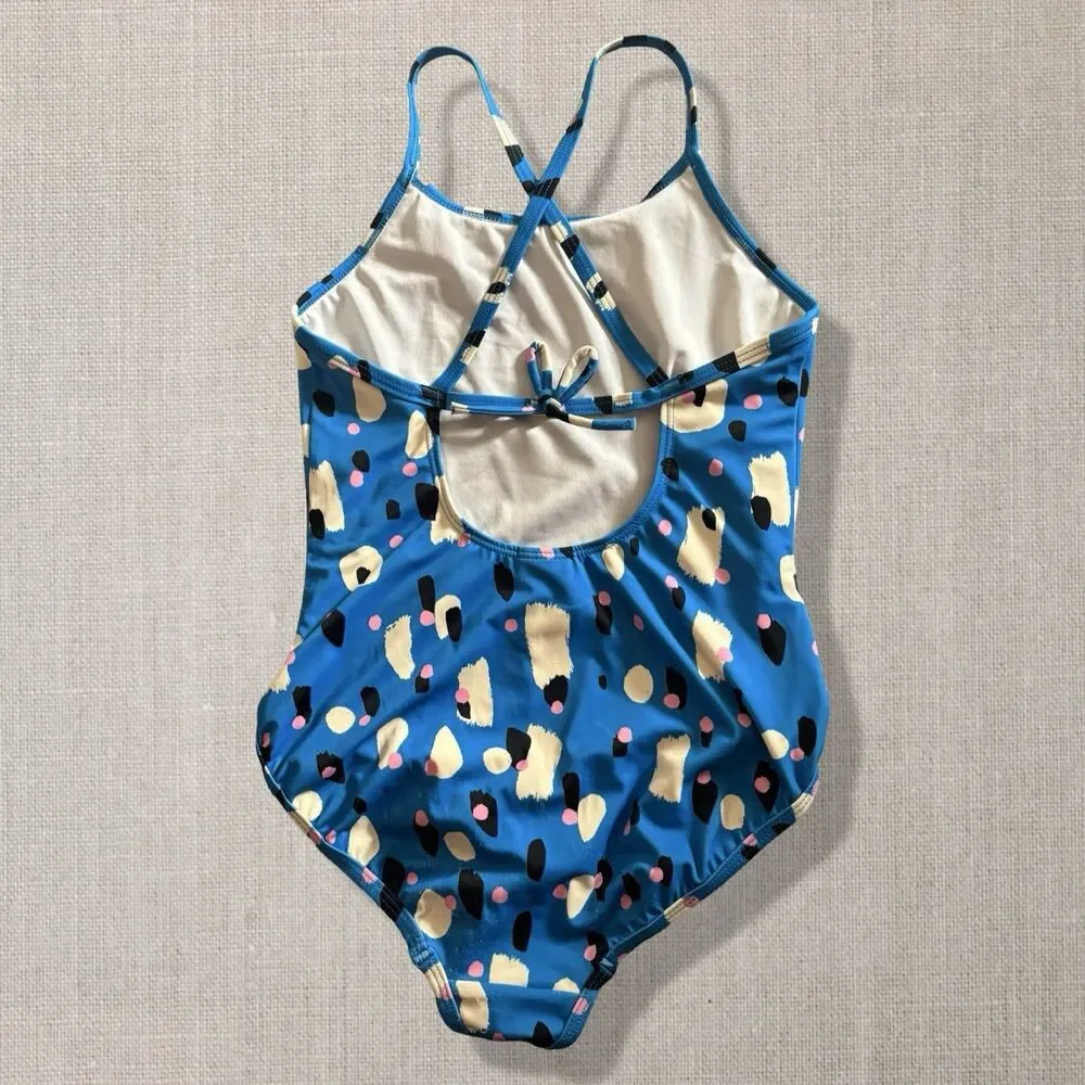 Hanna Andersson Painted Spots On Blue Printed Easy 1 Pc Swimsuit 10